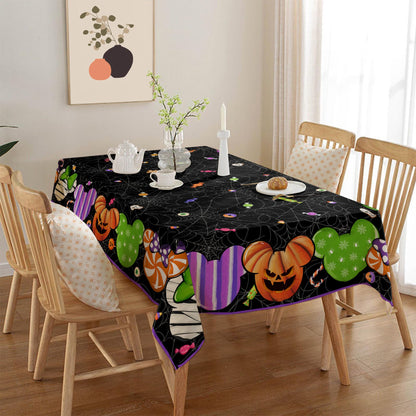 Waterproof Halloween Tablecloth - Rectangle Cartoon Mouse Table Cover for Home Party Decor