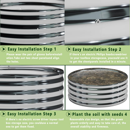 DIIYIV 2x2x1.3ft Galvanized Raised Garden Bed, Planter Raised Garden Beds Outdoor, Round Clearance Raised Garden Beds for Gardening Vegetables