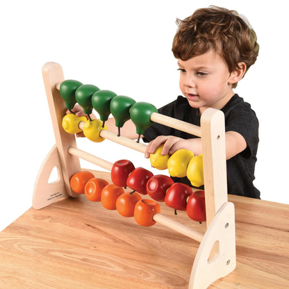Montessori Hardwood Fruit Abacus – Toddler Counting & Color Recognition Math Toy for Fine Motor Skills, Early Childhood & Special Needs Learning