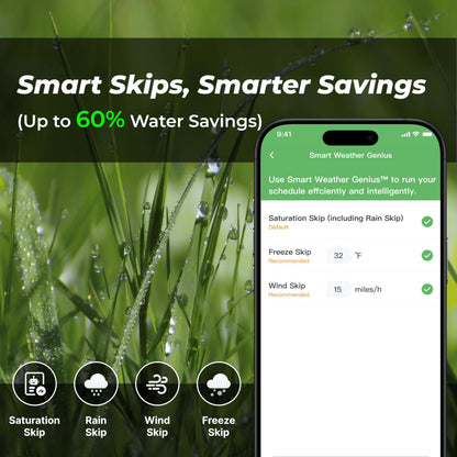 ImoLaza Outdoor Smart Sprinkler Controller, 12-Zone WiFi Irrigation Controller with Hyper-Local Weather, App Remote Control, Works w/ Alexa, Auto Watering, Rain/Freeze/Wind Skip, Smart Fault Detection