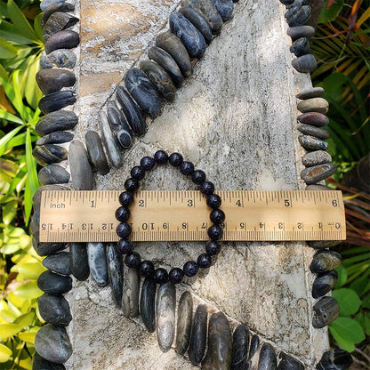 chengmu 8mm Blue Sand Goldstone Stretch Bracelet for Women Natural Handmade Round Beads Semi Precious Gemstone for Crystal Elastic Beaded Bracelet 7.5"
