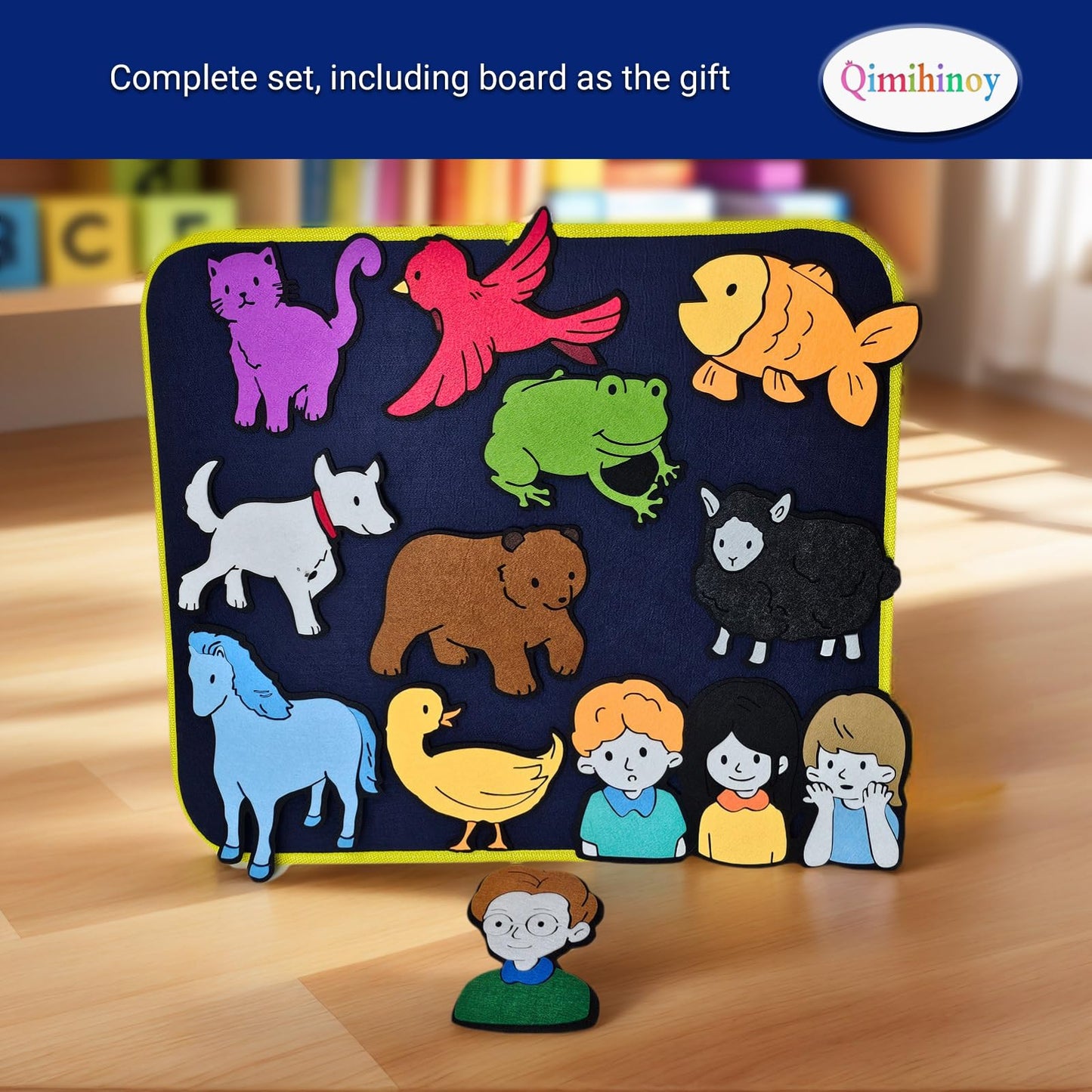 Qimihinoy Felt Story Board Set,Large Animals Felt Stroy Retelling Pieces for Toddlers,Preschool,Teachers, Speech, Therapy,Travel,Classroom (Brown Bear Brown Bear What can You See (11pcs))