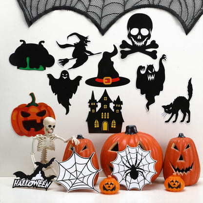 Dinifee 60 Pcs Halloween Cutouts Paper Bulletin Board Cutouts Decorations Ghosts Pumpkin Skull Shaped Die Cut Wall Decor for DIY Craft Halloween Party School Classroom Bulletin Board Decorations