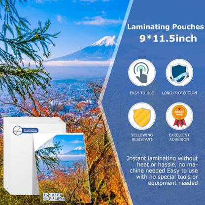 25 Sheets Self Seal Laminating Pouches 8.5 * 11inch Self Adhesive Laminating Sheet No Heat No Laminating Machine Needed for Letter Size Card