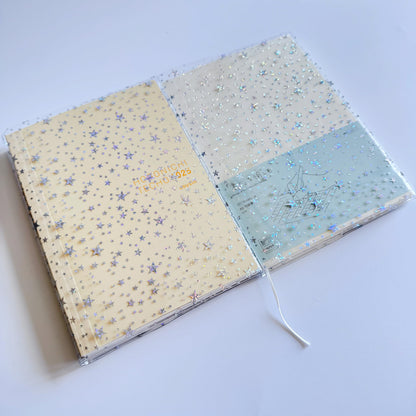 A5 Jelly Planner Cover, Fits A5 Hobonichi Cousin, Midori and Stalogy Notebooks, Glitter Star Design