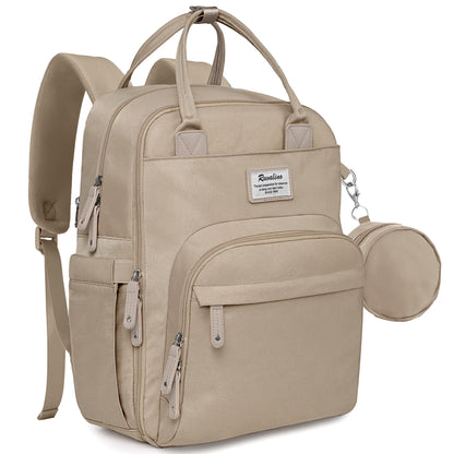 RUVALINO Diaper Bag Backpack-Multifunction Baby Travel Bag with Changing pad, Insulated Bottle Holders & Pacifier Case, Large Capacity, Waterproof, Clay