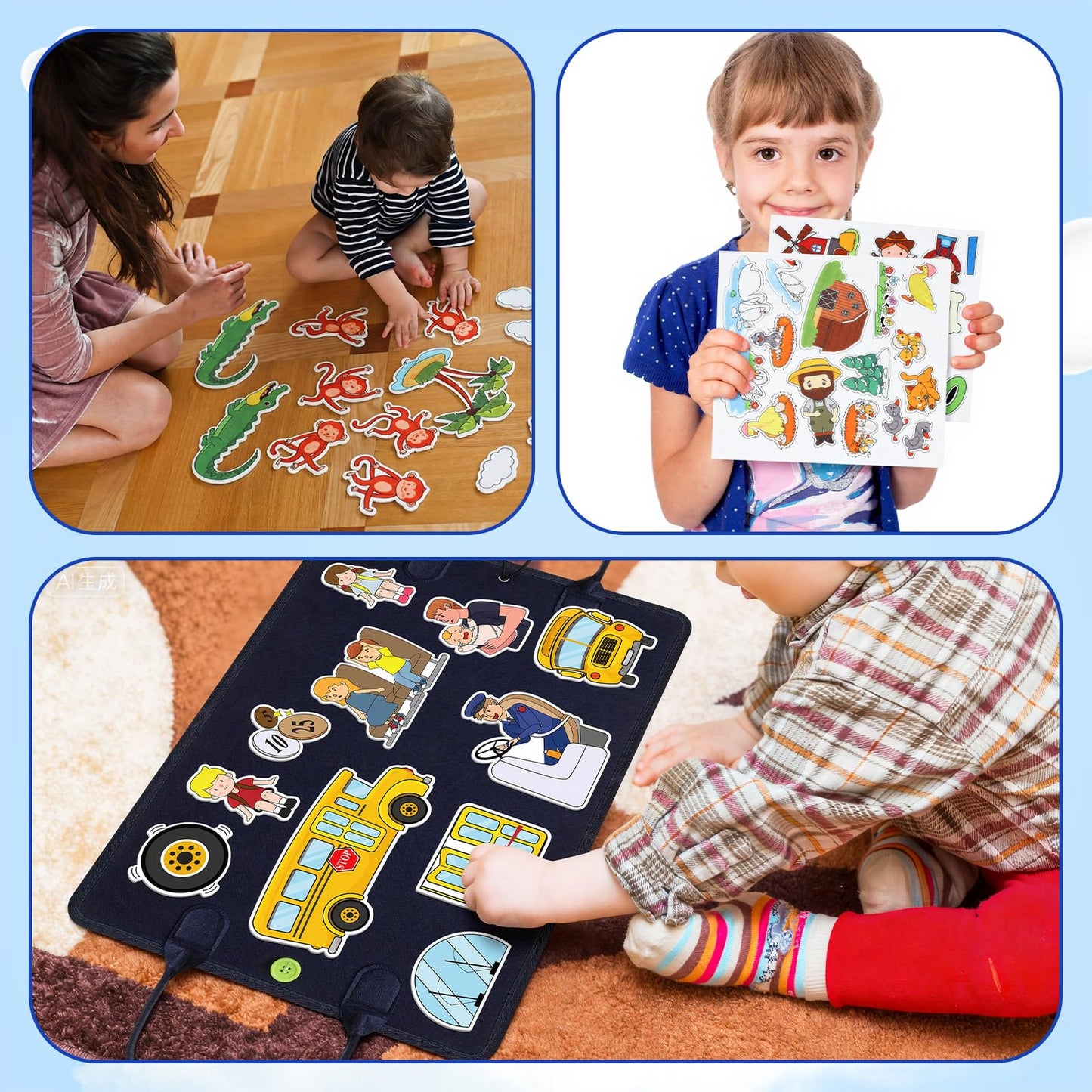 Windkream 16 Pack Felt Board Fairy Story Set Flannel Boards Precut Felts Pieces Fairy Tales Sets for Preschool Activity Included Three Little Pigs, Little Red Riding Hood, Hare and Tortoise