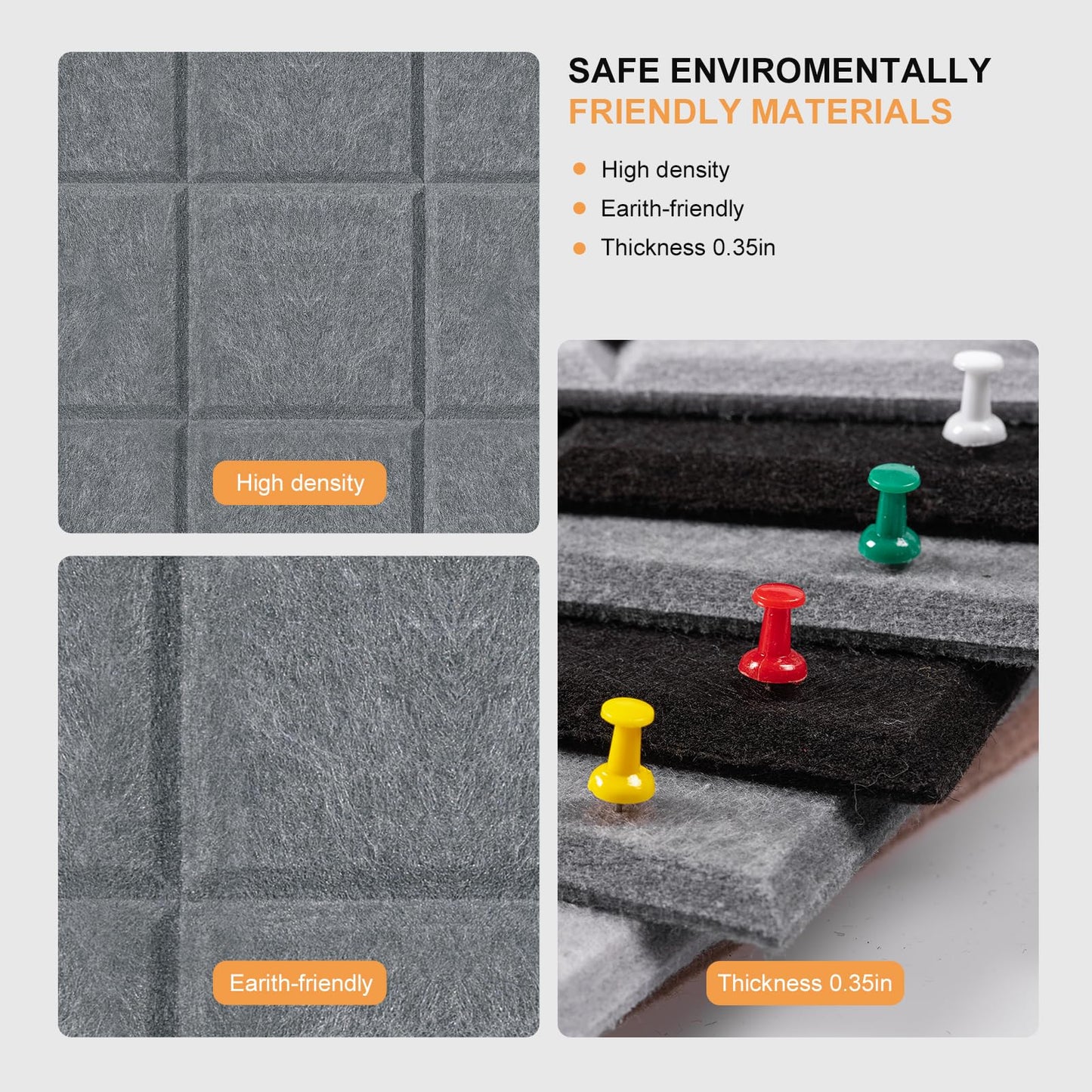 TCXBS Moonlight Gray Felt Bulletin Board Set - 6-Piece Wall Organization Panels | Versatile Decoration for Office, Home & Classroom (Moonlight Gray)
