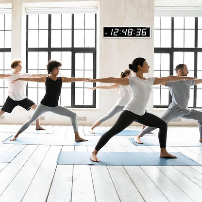Ivation Oversized Large Digital Wall Clock - Big LED Digital Clock w/Large Display & Durable Aluminum Frame Shelf or Wall Mount (24 Inch - White) 6 Brightness Levels | Time Memory | Remote