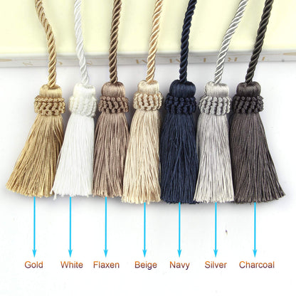 Fenghuangwu Curtain Tiebacks Handmade Decorative Curtain Holdbacks Rope with Tassel (Gold, 4P)