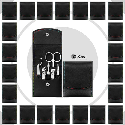 Geosar 50 Set Travel Manicure Kit Nail Clippers Pedicure Professional Nail Care Tools Stainless Steel Grooming Set with Portable Travel Case Gifts for Mother Father Men Women(7 in 1,Black)