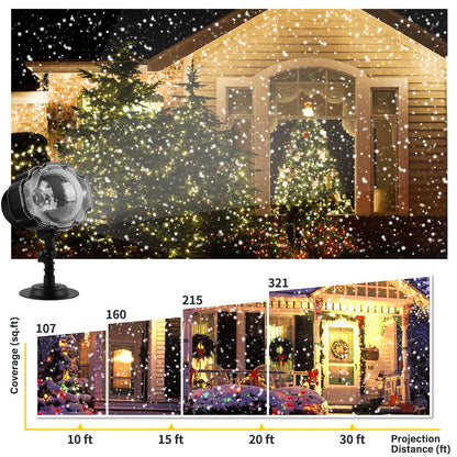 Christmas Snowfall Projector Lights, Indoor Outdoor Holiday Lights with Remote Control, White Snow for Halloween Xmas Party Wedding Garden Landscape Decoration(Snow Spots)