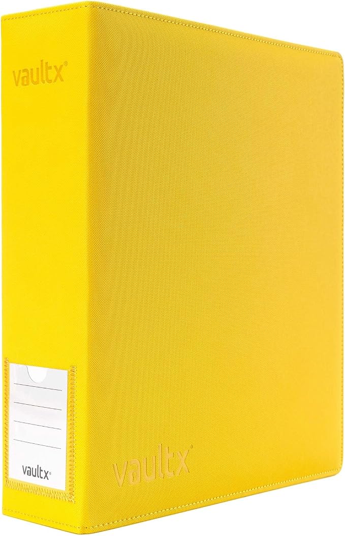 Vault X Large Ring Binder, 900 Cards, fits 9 Pocket Pages, Exo-Tec Material, 3 D-Ring Folder, for Trading Cards (Yellow)
