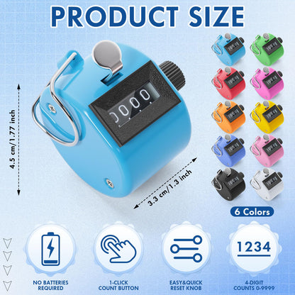 Kingdder 40 Pcs Handheld Tally Counter, 4 Digit Number Clicker Counter, Metal Hand Mechanical Register for Coaching, Knitting, People, Golf and Row