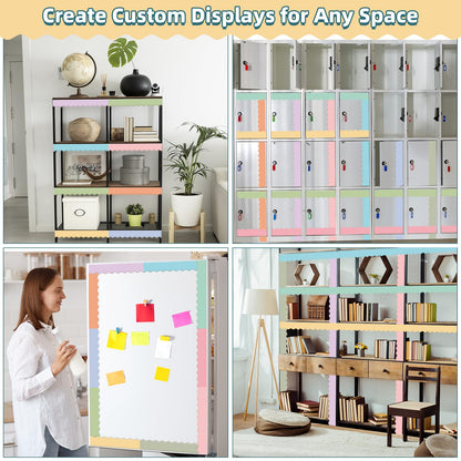 30 Pcs Magnetic Borders for Classroom Whiteboard - Pastel Magnetic Bulletin Board Border Set - Light Scalloped Chalkboard Border Strips for Teachers, Parents, DIY Home,School & Office Decoration