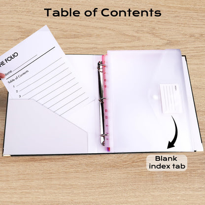 XKDOUS Aesthetic Document Organizer 3 Ring Emergency Binder Linen Folio Folders with 9 Pockets Expanding File Storage Holder for Important Papers, Letters, Passports, Photos