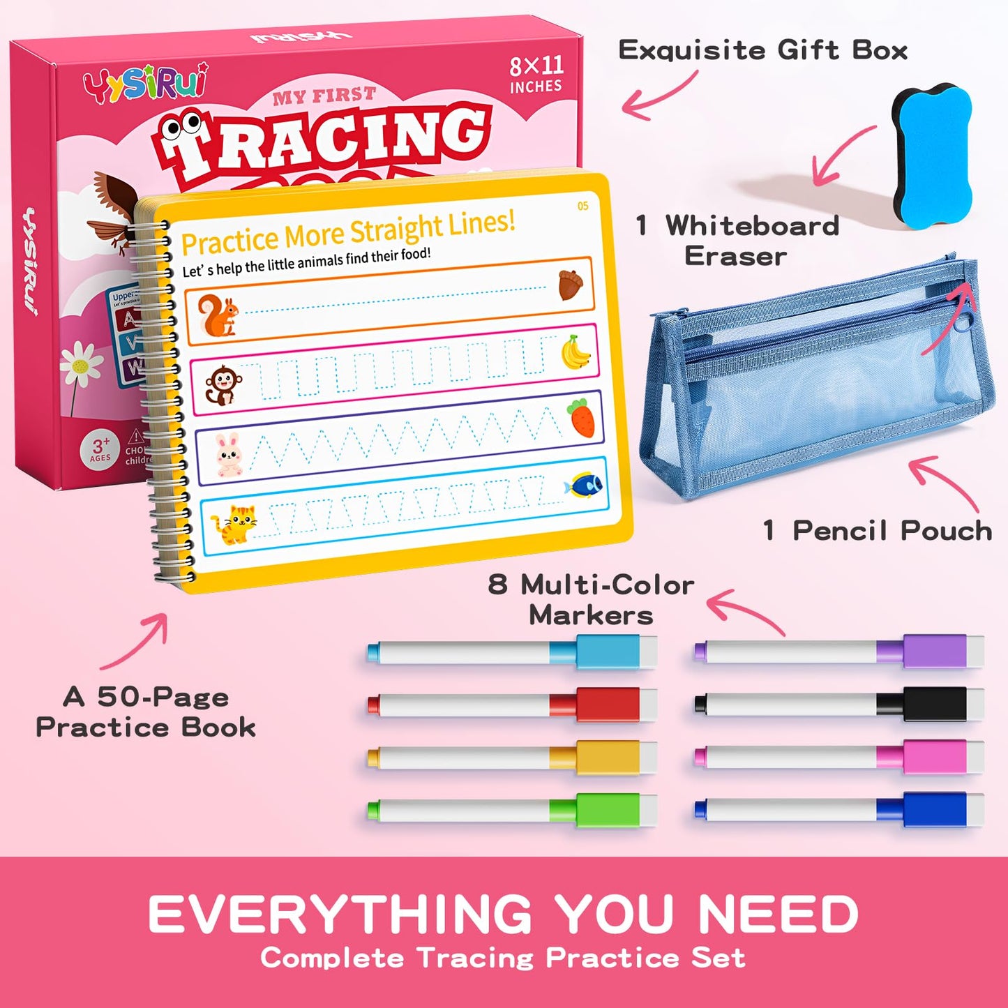 Preschool Learning Activities, Tracing Books for Kids Ages 3-5, Toddler Handwriting Practice Busy Book, ABC Alphabet Letter Number Tracing, Pre-K Kindergarten Workbook Activity Book for 3 4 5 Year Old
