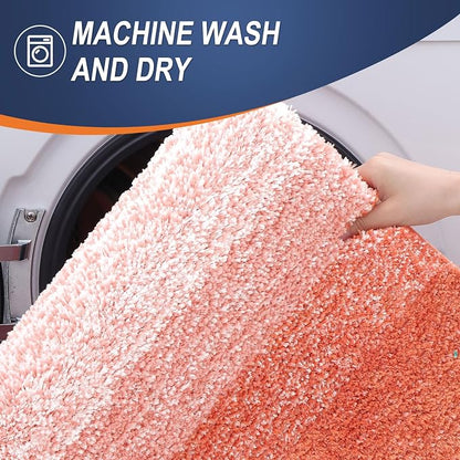 OLANLY Bathroom Runner Rugs Mat 47x24, Extra Soft Absorbent Microfiber Bath Rugs, Rubber Backing, Quick Dry, Washable Long Bath Mats for Bathroom Floor, Tub and Shower, Home Decor Accessories, Coral