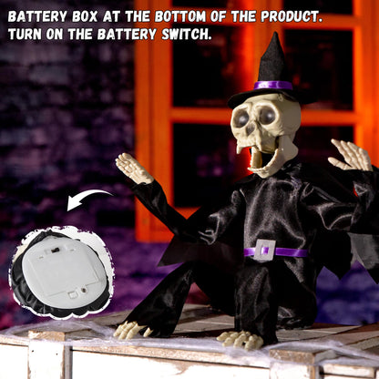 ELAMAS Halloween Animatronics Skeleton Monkey Decorations (Witch)