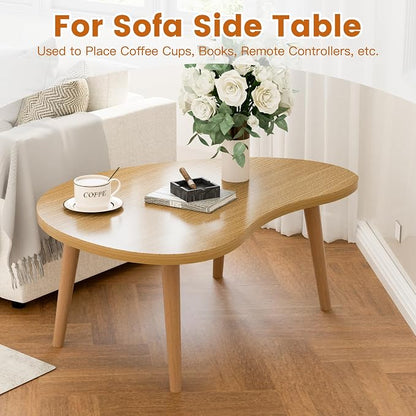 Small Coffee Table, Low Table with Solid Wood Legs, 23.6" Mini Mango Accent Table Side End Table, Floor Table Desk for Sitting on The Floor, Coffee Tea Table for Living Room, Dorm, Apartment, Natural