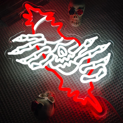 Skeleton Neon Sign Dimmable Skull Neon Sign for Wall Decor Skeleton Neon Light Skull Led Neon Light for Man Cave Game Room Christmas Party Decor Gifts