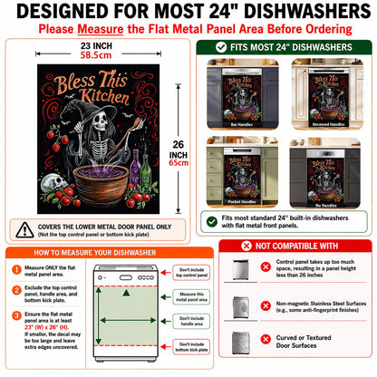 Dishwasher Magnet Cover Flower, Halloween Witches Magnetic Dishwasher Covers Decorative for The Front Panel, Refrigerator Magnets Decorative Cover Sticker Decal Kitchen Decor 23x26 Inch