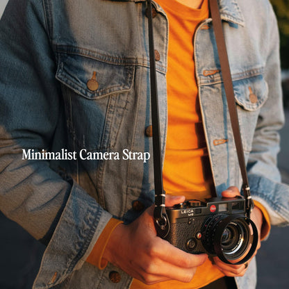 Evergreen Leather Camera Strap – Split Ring, 28 Inch Neck Shoulder Slim, Vintage Modern Design, Hand Stitched, Compatible with Fuji Sony Nikon Leica Canon (Tan)