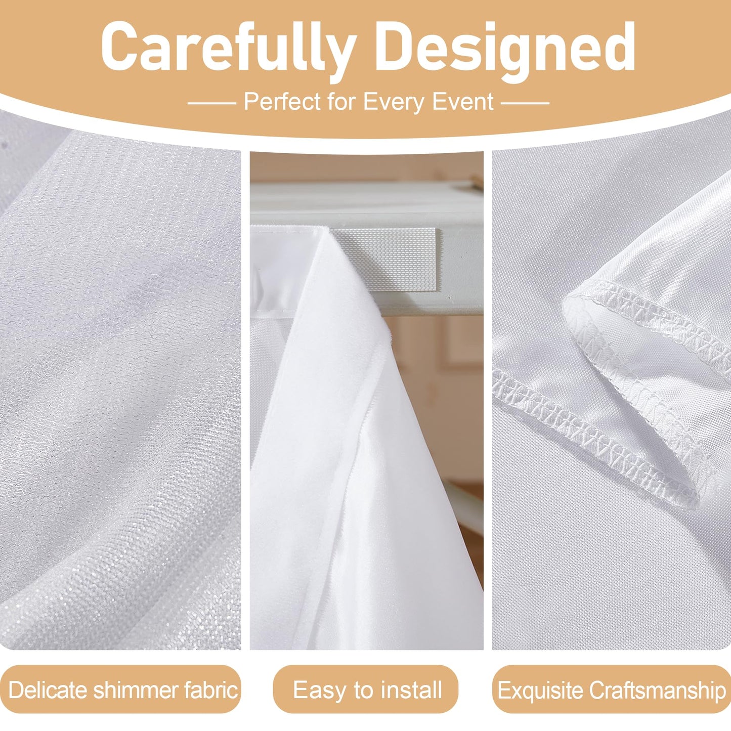 Besutolife 6FT Tulle Table Skirt for Rectangle Tables White 3-Layer Tutu Desk Skirts Ruffled Shimmer Table Skirting for Birthday Wedding Parties Gender Reveal Baby Shower Cake Dessert Table Decor