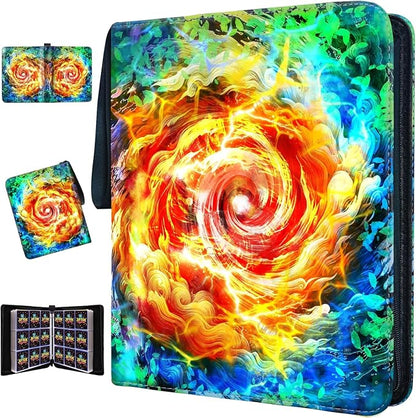 Trading Card Binder for TCG Cards, 9-Pocket Portable Card Collector Ablum Holder Book Fits 900 Cards with 50 Removable Sleeve, Waterproof Card Binder Display Storage Carrying Cases for TCG-Storm