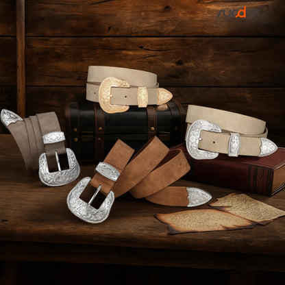 SUOSDEY Women Country Western Belt Cowgirl Cowboy Vintage Leather Belt with Western Style Big Buckle for Jeans Dresses