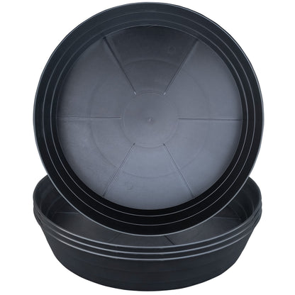 Plant Saucers 10 12 14 16 18 20 25 Inch, 4 Pack of Plastic Plant saucers for Pots，Extra-Deep Plant Water Dray Tray, Bird Bath Bowl, Heavy Plant Trays Indoors and Outdoor No Holes (12 Inch, Black)