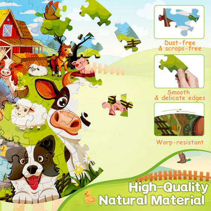 TALGIC Puzzles for Kids Ages 4-6, 70 Piece Round Floor Puzzles for Kids Ages 3-5 with Animals & Barn, Popular Educational Toys & Gift for 3 4 5 6 7 8 9 10