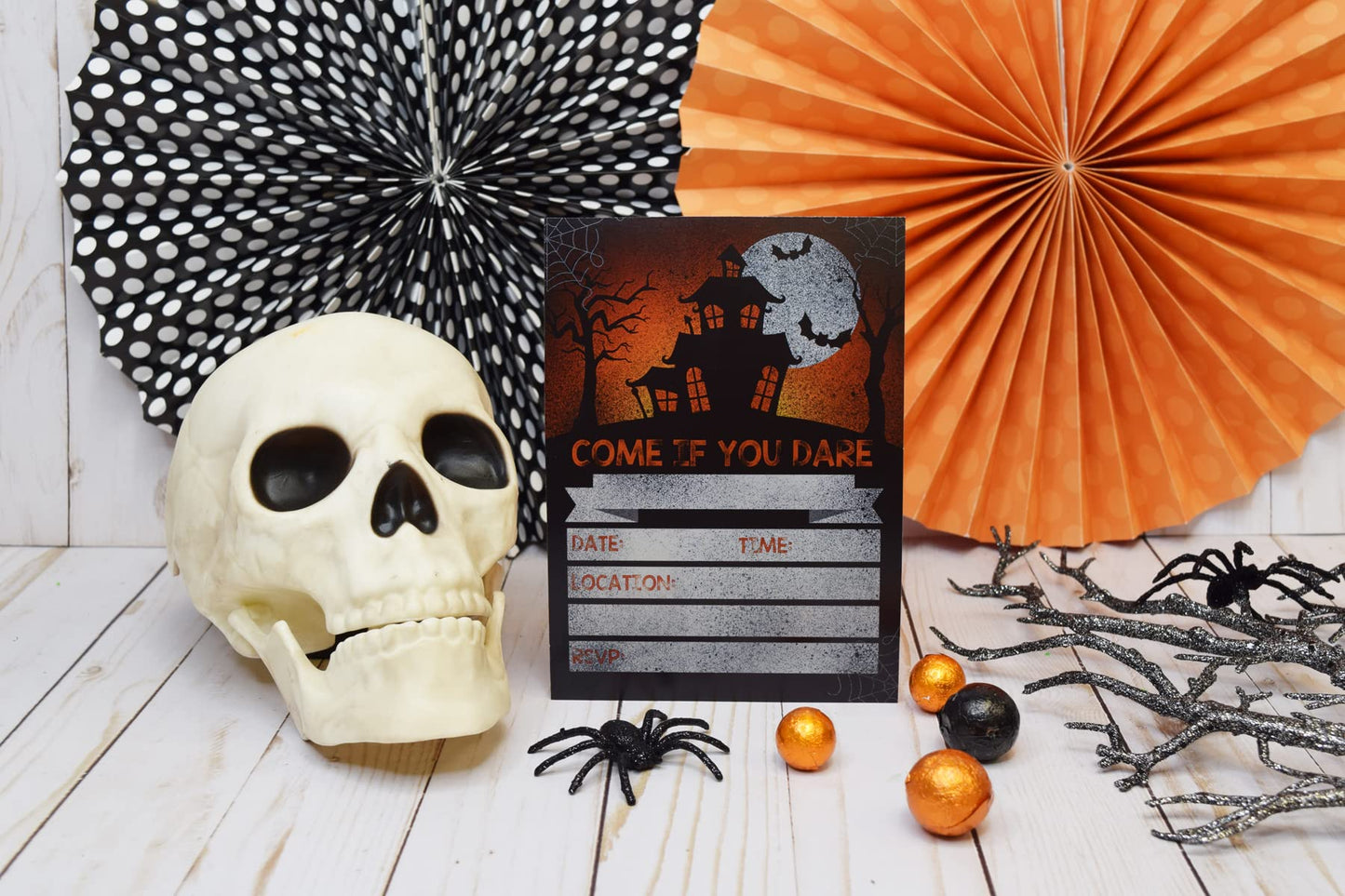 Come If You Dare Spooky Halloween Haunted House Party Invitations, 20 5x7 Fill In Cards with Twenty White Envelopes by AmandaCreation