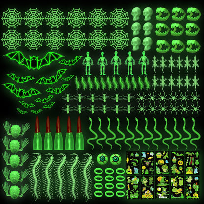 TOY Life 140PCS Halloween Party Favors Halloween Toys for Kids Halloween Goodie Bag Stuffers Fillers Halloween Treat Non Candy Glow in the Dark Bugs Skeleton Spiders Toys Halloween Prize for Classroom