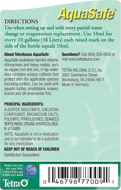 TetraFauna AquaSafe for Reptiles and Amphibians 3.38 Oz, Aqua-Terrarium Water Conditioner, Makes Tap Water Safe (Pack of 2)