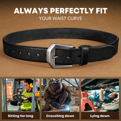 OZNDAS Genuine Black Leather Belt for Men Women Handmade Heavy-Duty Work Belt Leather Men's Belts | Jeans/Casual/Christmas Gifts
