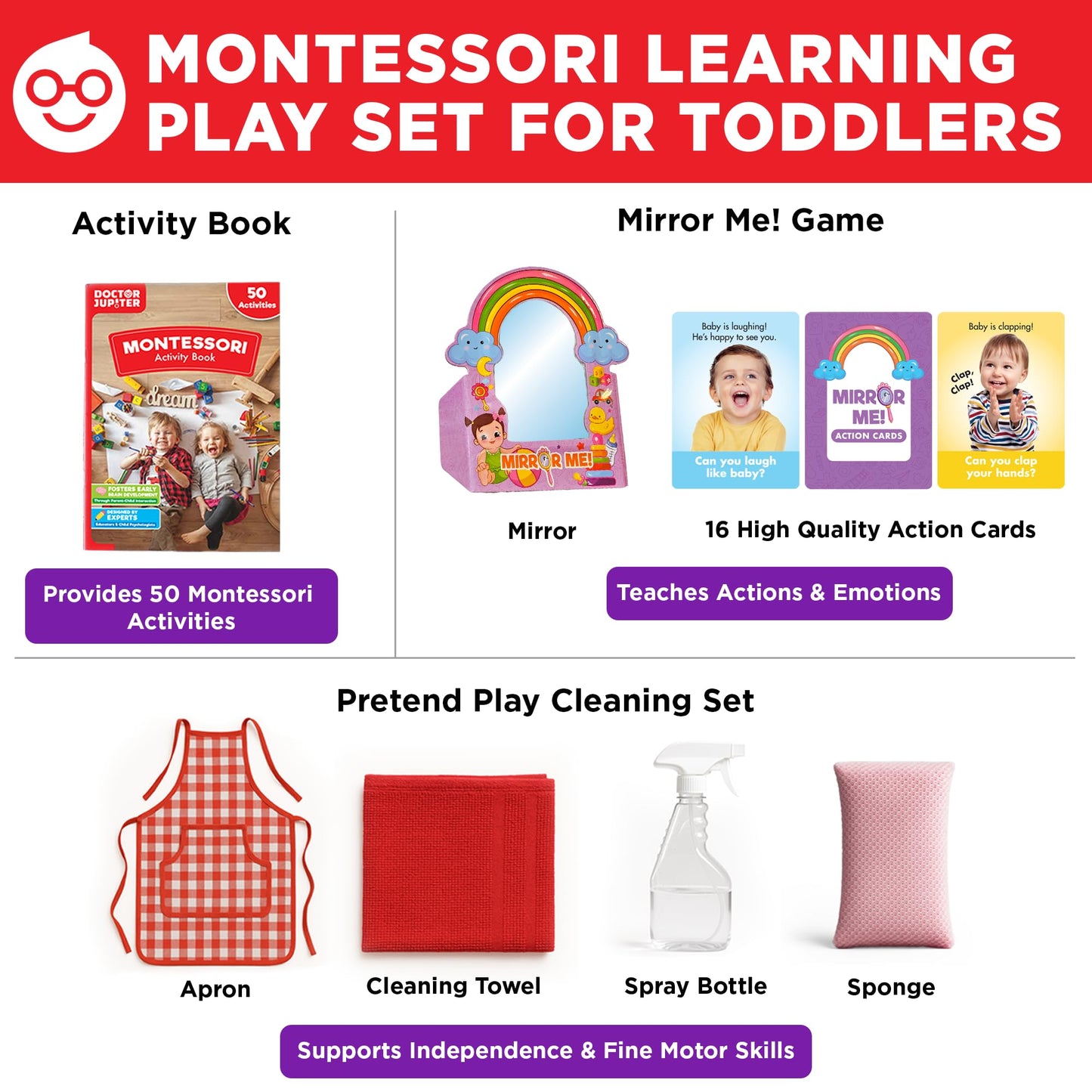 Doctor Jupiter My First Box of Montessori Learning for Toddlers 1+ Year Olds | Montessori Toys, Birthday Gift for 1 2 3 Year Old Boys & Girls | Learning & Educational Activities for 1+ Year Old