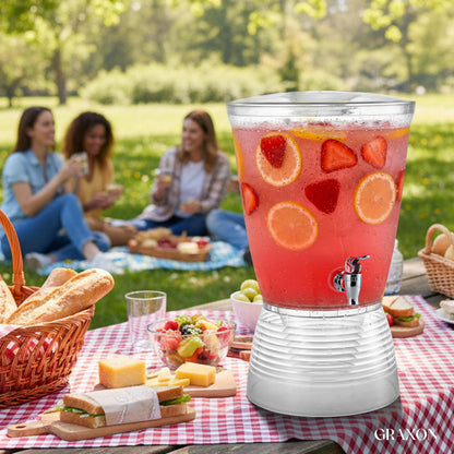 Drink Dispenser for Parties (2.5 Gallon) Large Plastic Water Dispenser for Counter Tops, No Mess, Easy to Assemble & Wash, Up to 40 Drinks, For Drinks, Juice, Punch & Water (1 Pack)