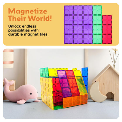 PicassoTiles Large Stabilizer Building Block Base Magnetic Building Block Tiles Jumbo XL Plate Foundation Kit Magnet Tile Stacking STEM Toy Set Compatible Education Construction Learning Square Set