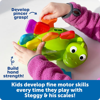 Learning Resources Steggy the Fine Motor Dino - 11 Pieces, Ages 18+ Months, Fine Motor and Sensory, Toddler Preschool Toys, Gifts for Kids