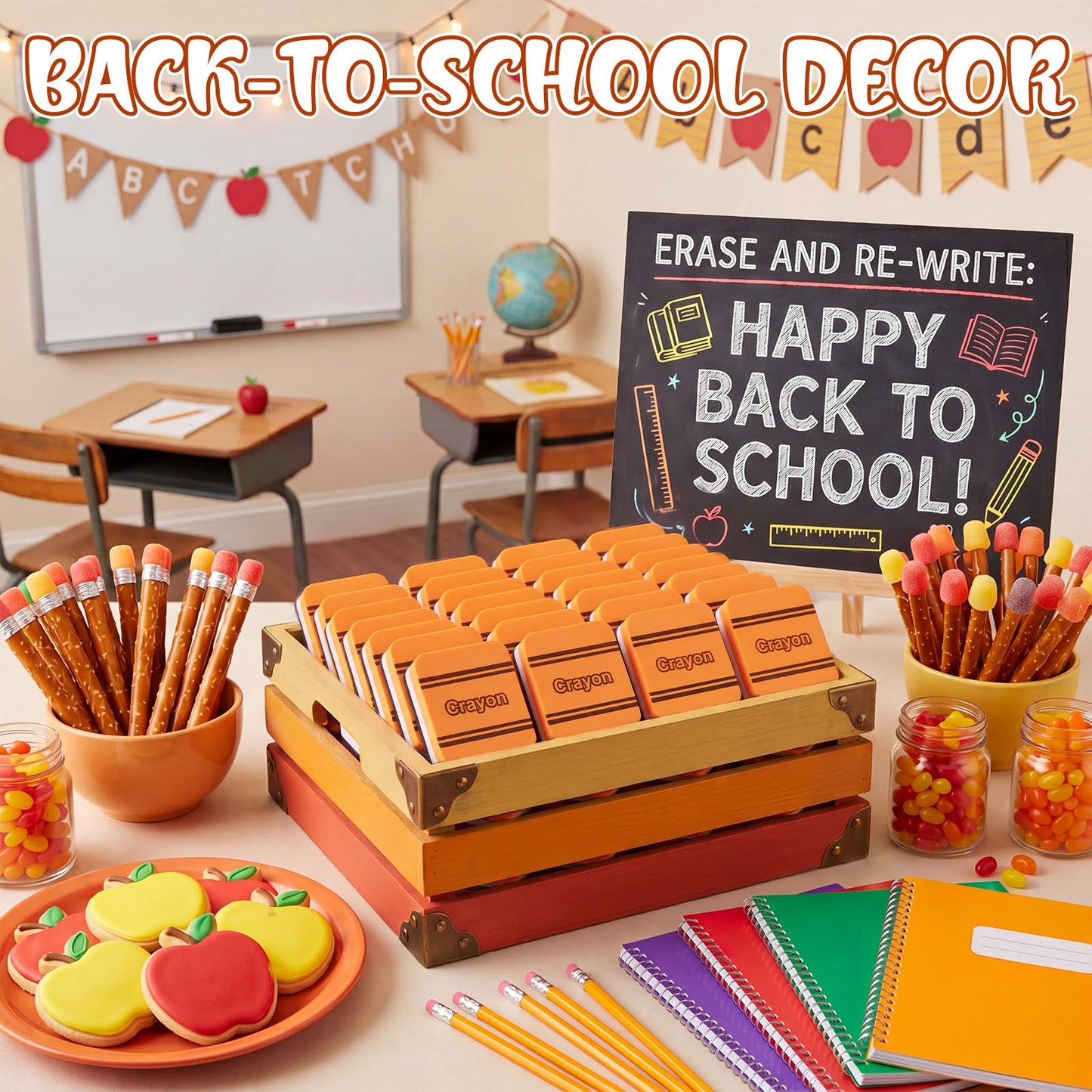 YooNotee 48 Pack Crayon Magnetic Dry Erase Erasers 2x2 Inch, Mini Whiteboard Dry Erasers Back to School Supplies Chalkboard Cleaning Pads for Classroom Office Kindergarten Decor