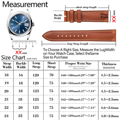 Gomvadr Vintage Genuine Top Grain Leather Watch Strap Quick Release, 18/19/20/21/22/24mm, Silver/Black Buckle, Universal Fit Unisex for Daily Wear (Brown with Black Buckle, 18mm)