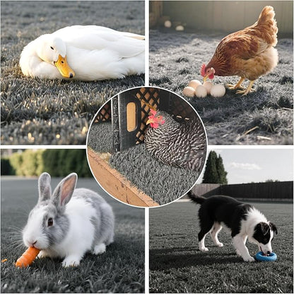 6 Pcs Chickens Nesting Box Pads -12×12",Washable Chickens Nesting Pads Artificial Grass Rug Reusable Hens Nest Boxes Pad Chicken Coop Bedding for Laying Eggs (Grey)