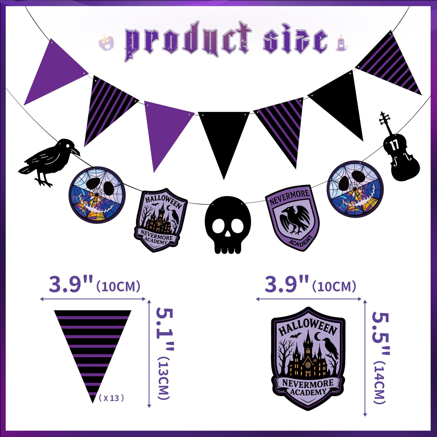 CheerBox Gothic Birthday Party Decorations for Girl - 177 Pcs Purple Black Dark Academia Party Supplies with Original Backdrop, Balloon Boxes, 3D Bats, Cake Topper
