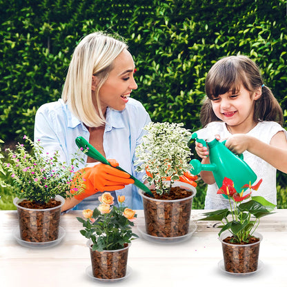 HQAUT 24 Pack 7/6/5 Inch Clear Nursery Pots with Drainage and Saucers, Clear Plastic Plant Pots for Plants, Seed Starting Pots