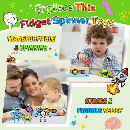 ASIOWELY 9 Pcs Fidget Spinner Toys for Kids & Adults,Party Favors for Boys Goodie Bags Bulk,Fingertip Gyros Sensory Toy Stress Relief Classroom Prizes for Teens Girl Age 3-8-13 Birthday Easter Gifts