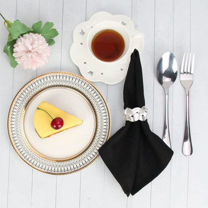 INFEI Solid Color Linen Blended Thin Dinner Cloth Napkins - Set of 12 (40 x 40 cm) - for Halloween Events & Home Use (Black)