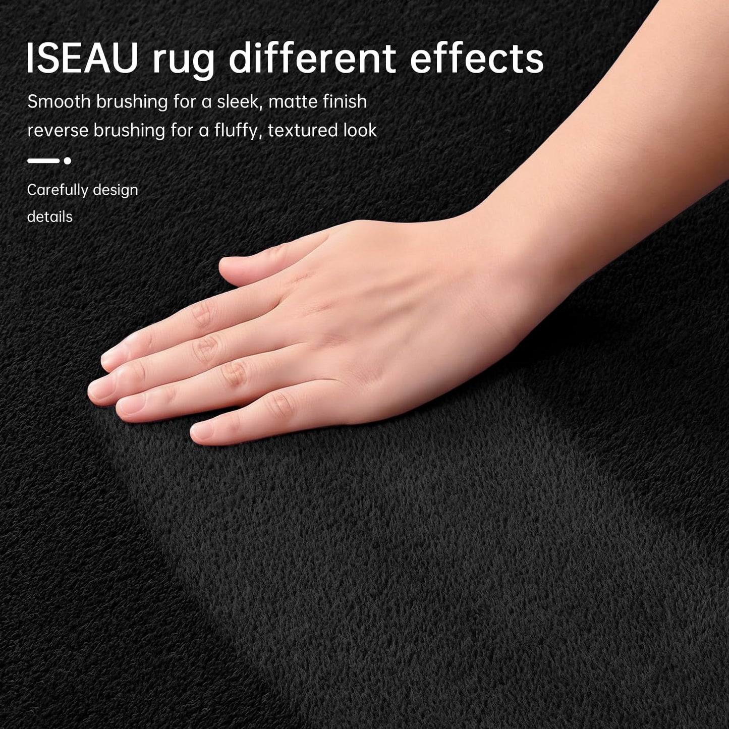 ISEAU 4x6 Rug for Bedroom, Soft Memory Foam Carpet with Upgraded Non-Slip Silicone-Grip Bottom, Fluffy Shaggy Machine Washable Rugs for Living Room Kids Boys Girls Dorm Nursery Office Playroom, Black
