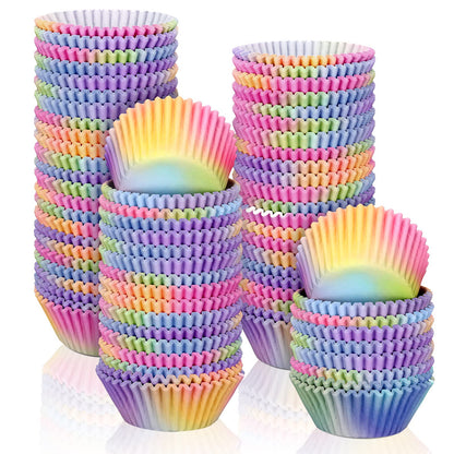 600 Count Rainbow Cupcake Liners Cupcake Pink Purple Gradient Baking Cups Muffin Paper Case Cupcakes Wrappers for Home Baking Kitchen Supplies
