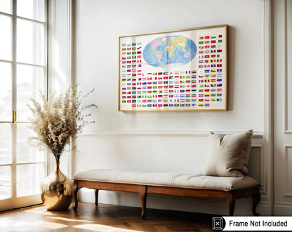 Poster Master Flags of the World Poster - World Map Print - Learning Materials Art - Educational Art - Gift for Kids, Students & Teacher - Wall Decor for Classroom or Library - 8x10 UNFRAMED Wall Art